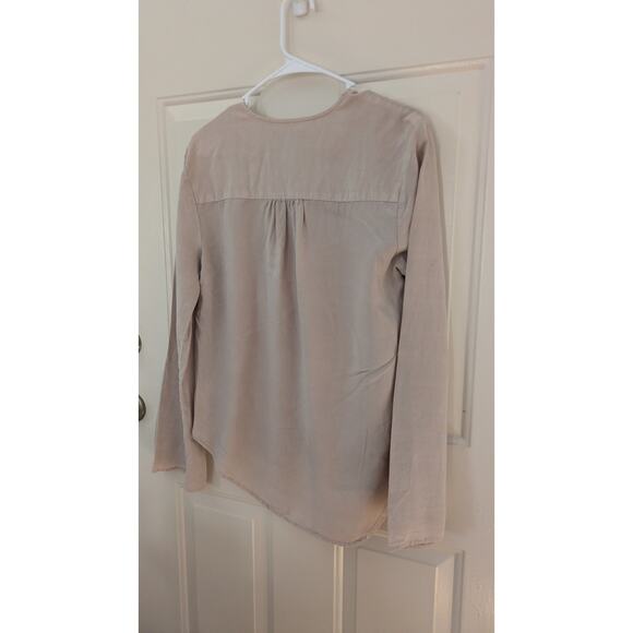 Thread & Supply Lace Up Front Long Sleeve Cream Blouse, Large Y2K, Boho - Picture 2 of 9